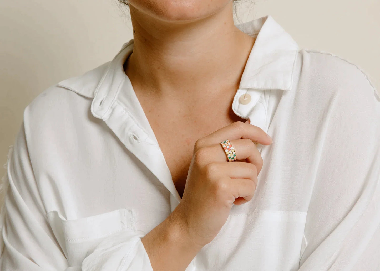 Checkered Rainbow Ring