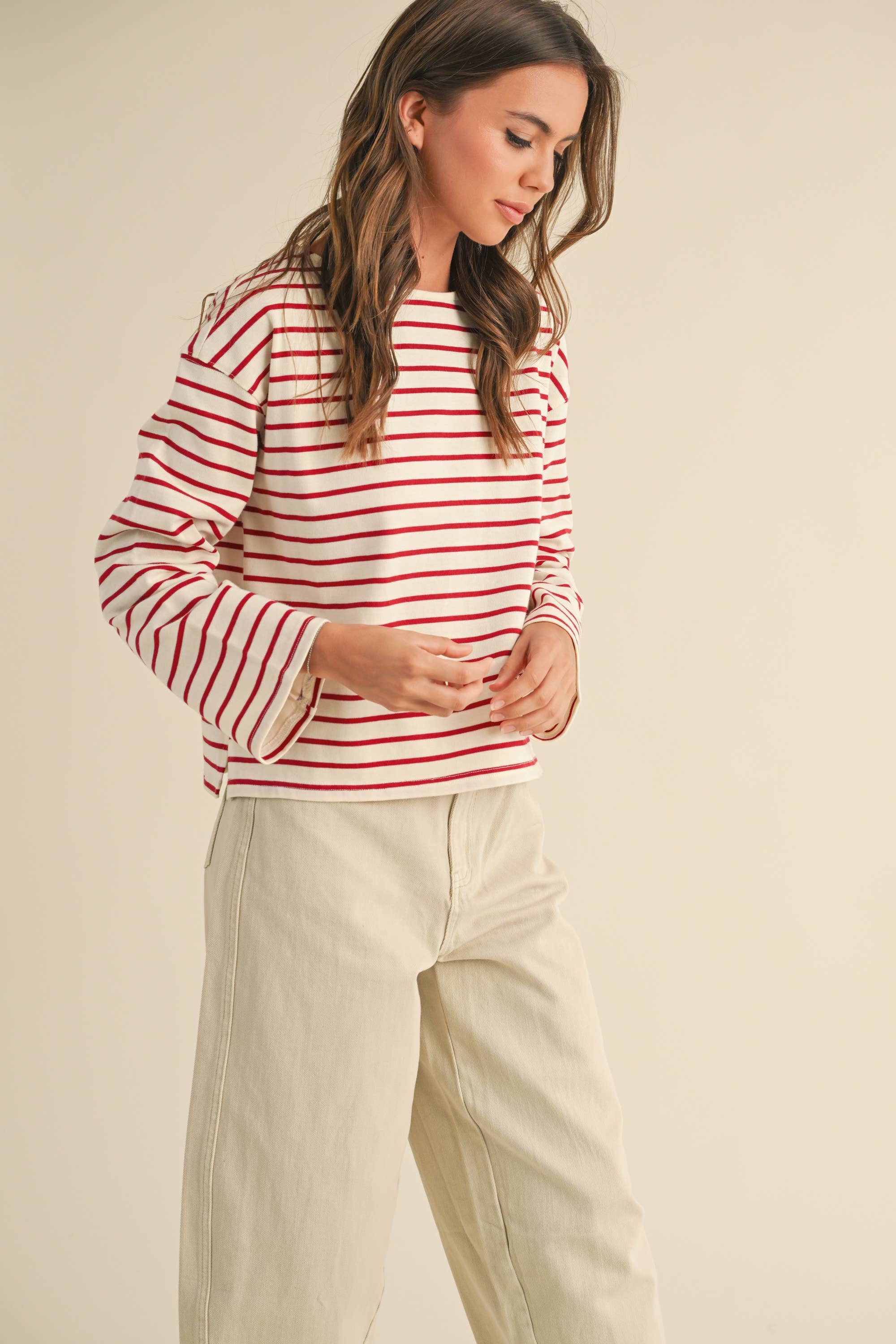 Striped Pattern Long Sleeve Top