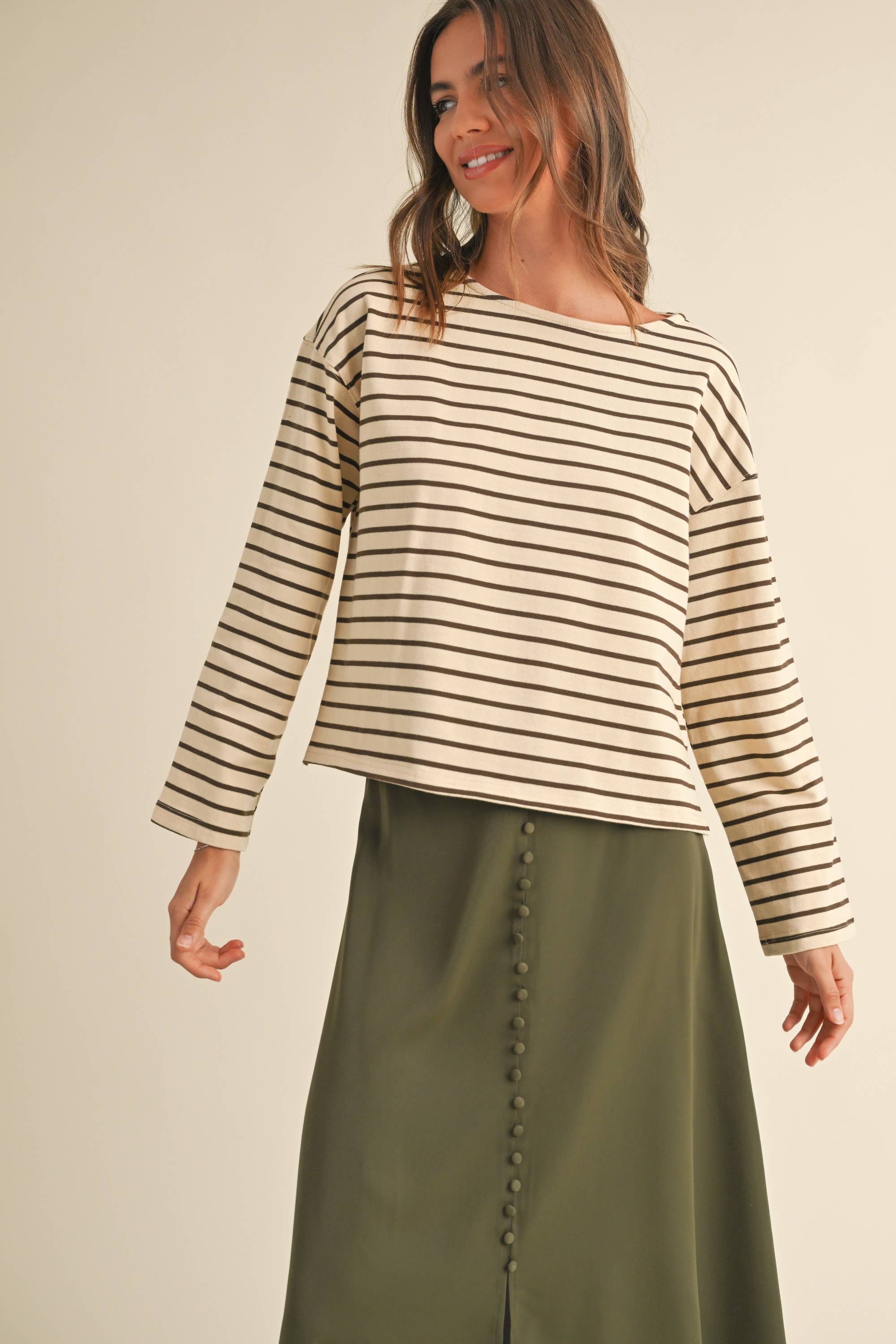 Striped Pattern Long Sleeve Top