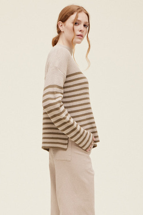 Funnel Neck Striped Sweater