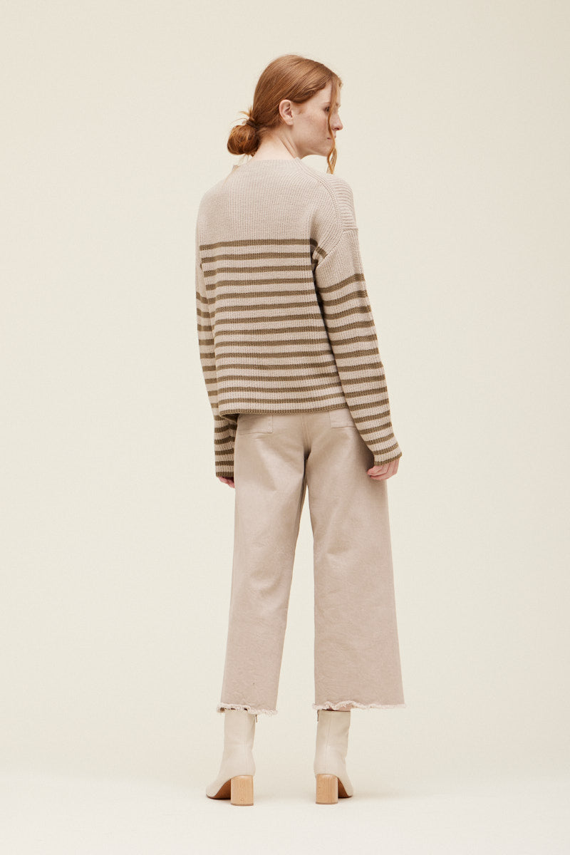 Funnel Neck Striped Sweater