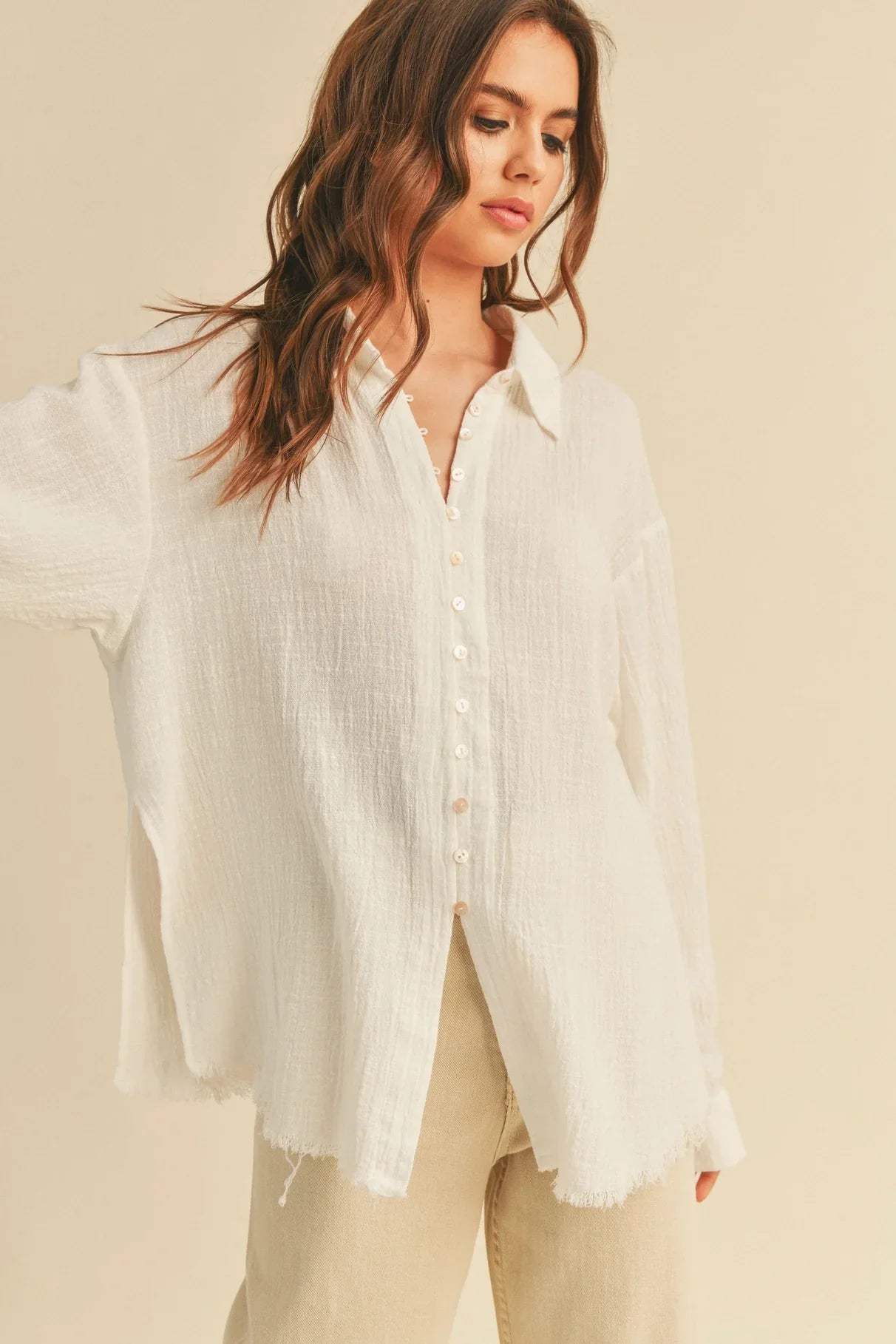 Gauze Button Down Shirt