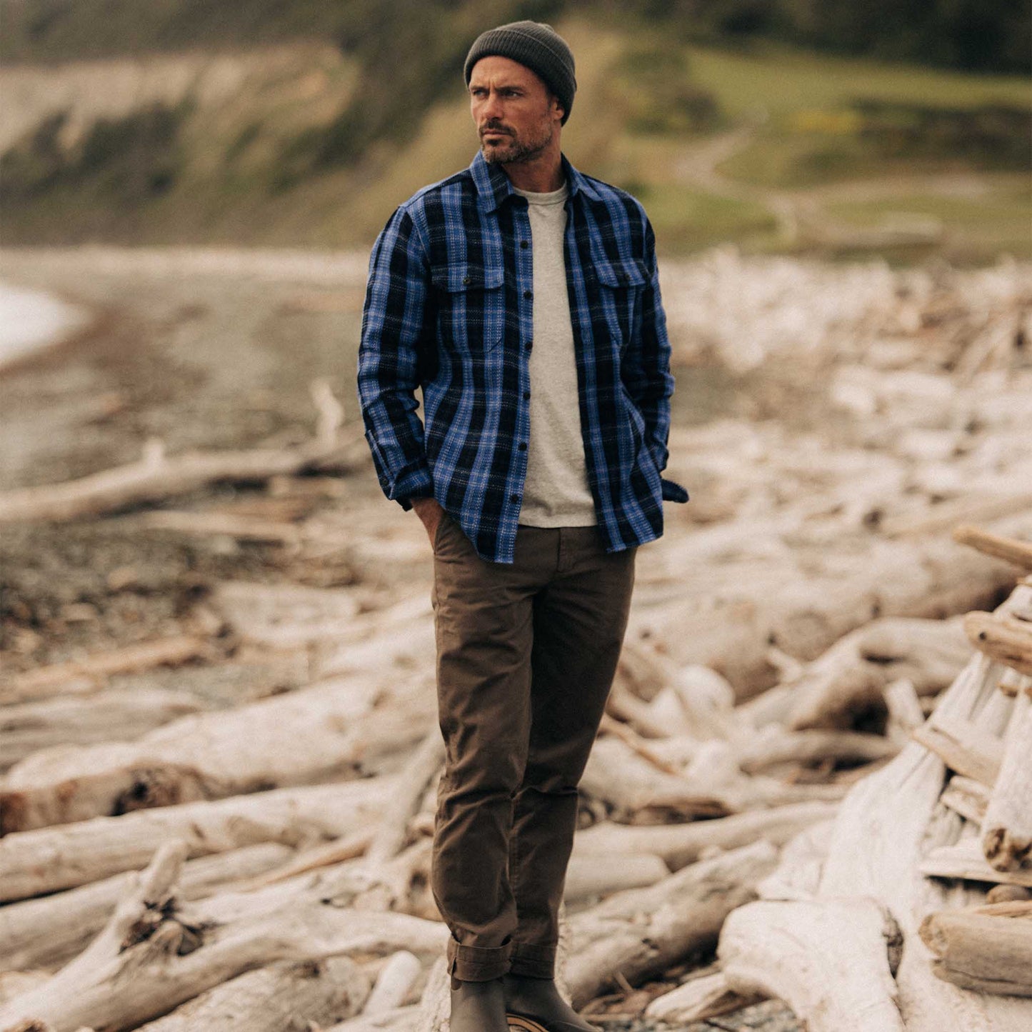 The Division Shirt in Rinsed Indigo Plaid