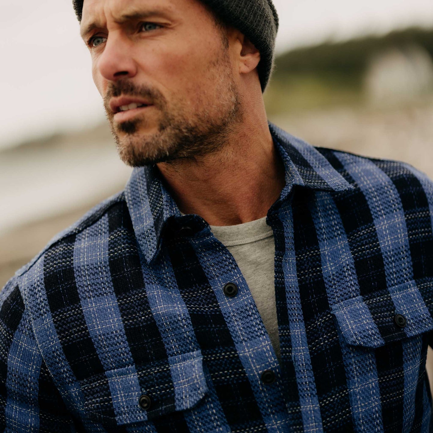 The Division Shirt in Rinsed Indigo Plaid