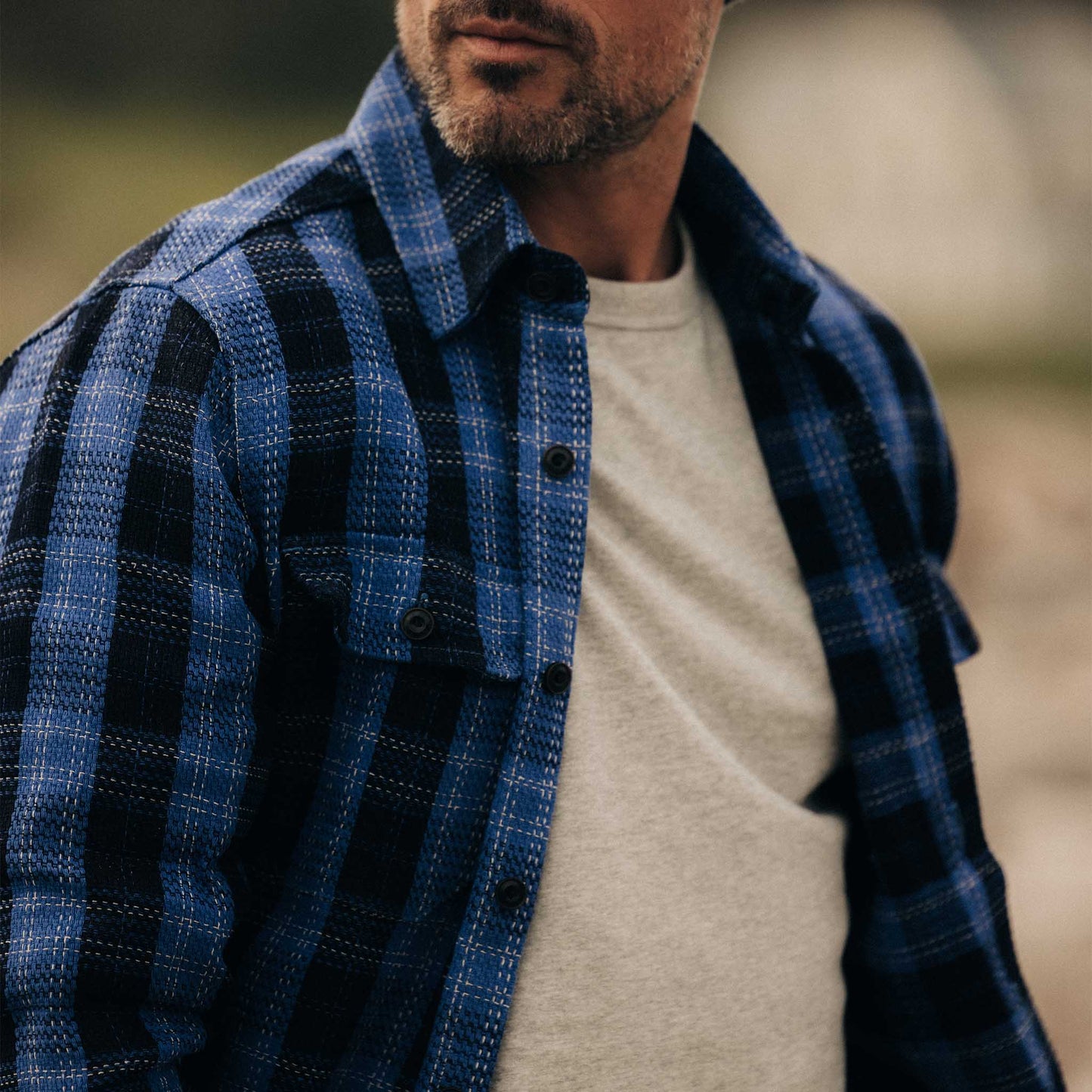 The Division Shirt in Rinsed Indigo Plaid