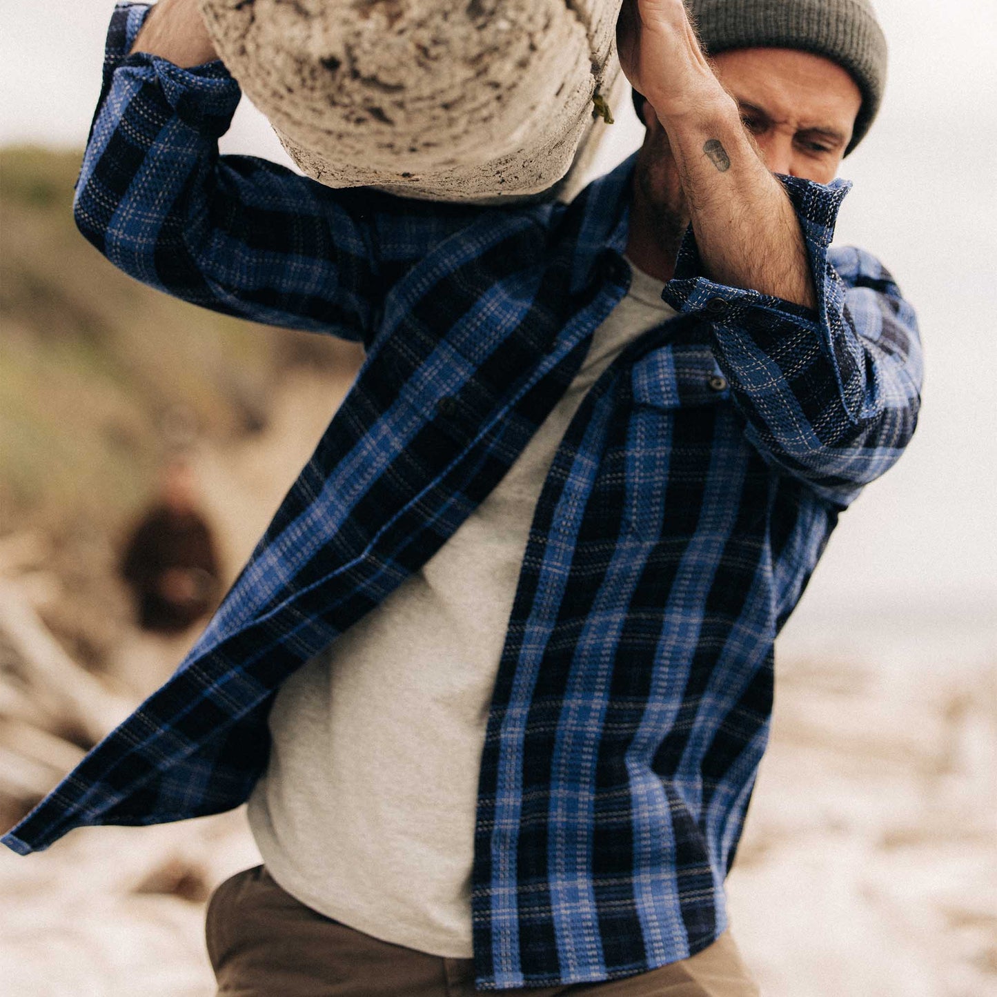 The Division Shirt in Rinsed Indigo Plaid