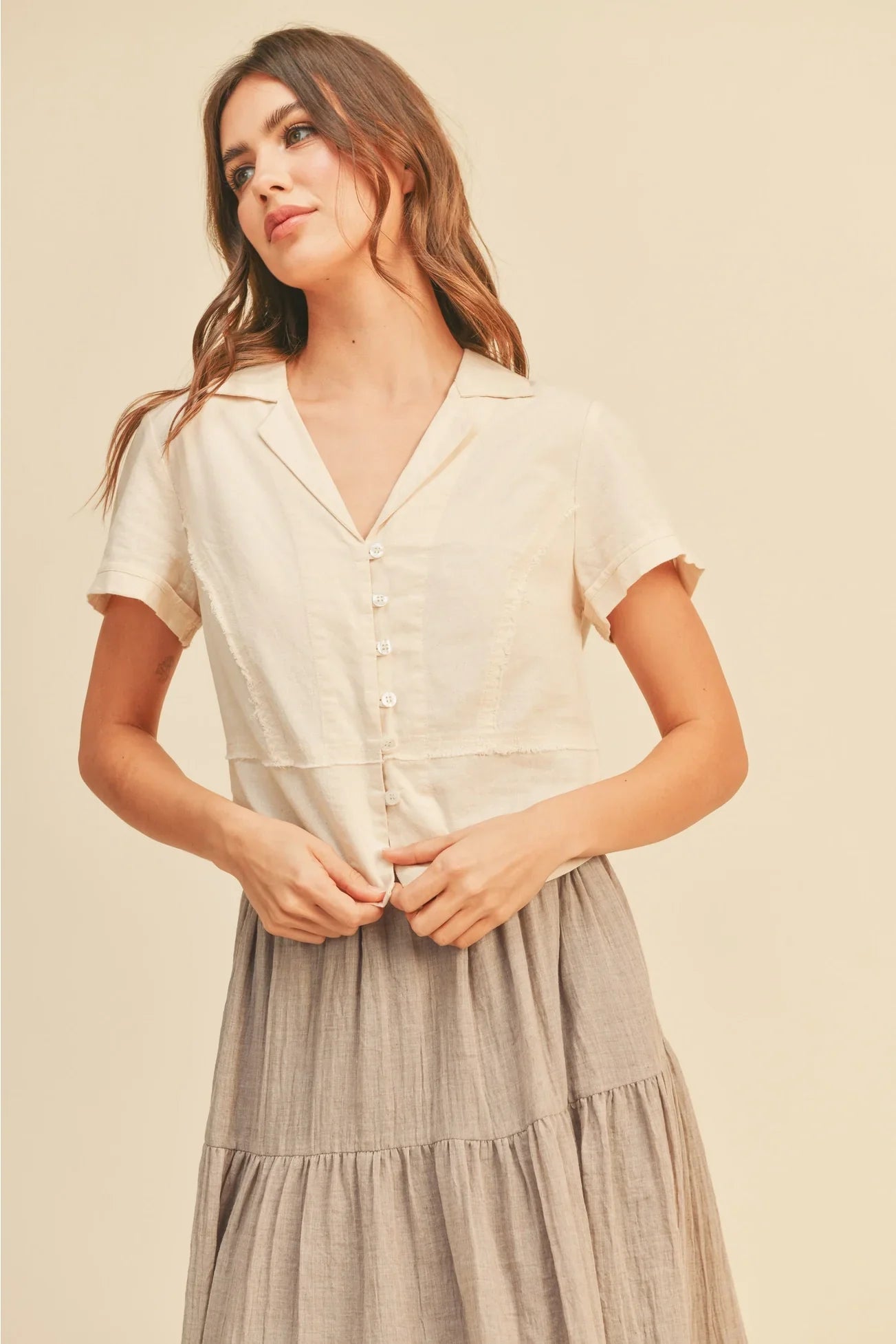 Cotton Button Down Short Top