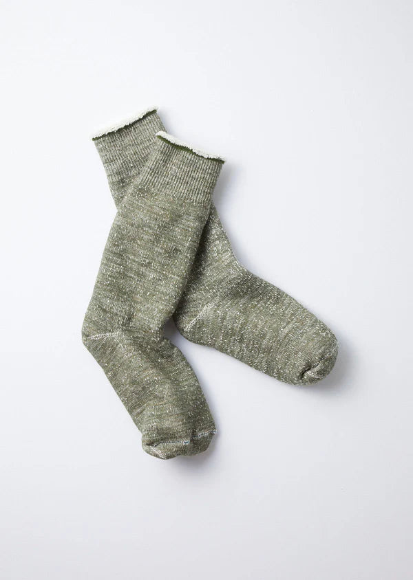 Double Face Crew Socks / Army Green