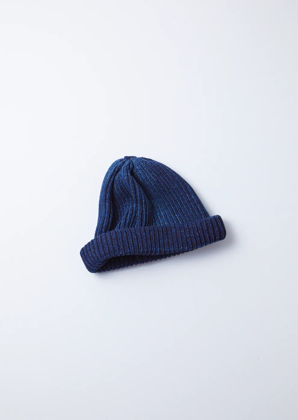 Indigo Cotton Roll Up Beanie / Dark Denim