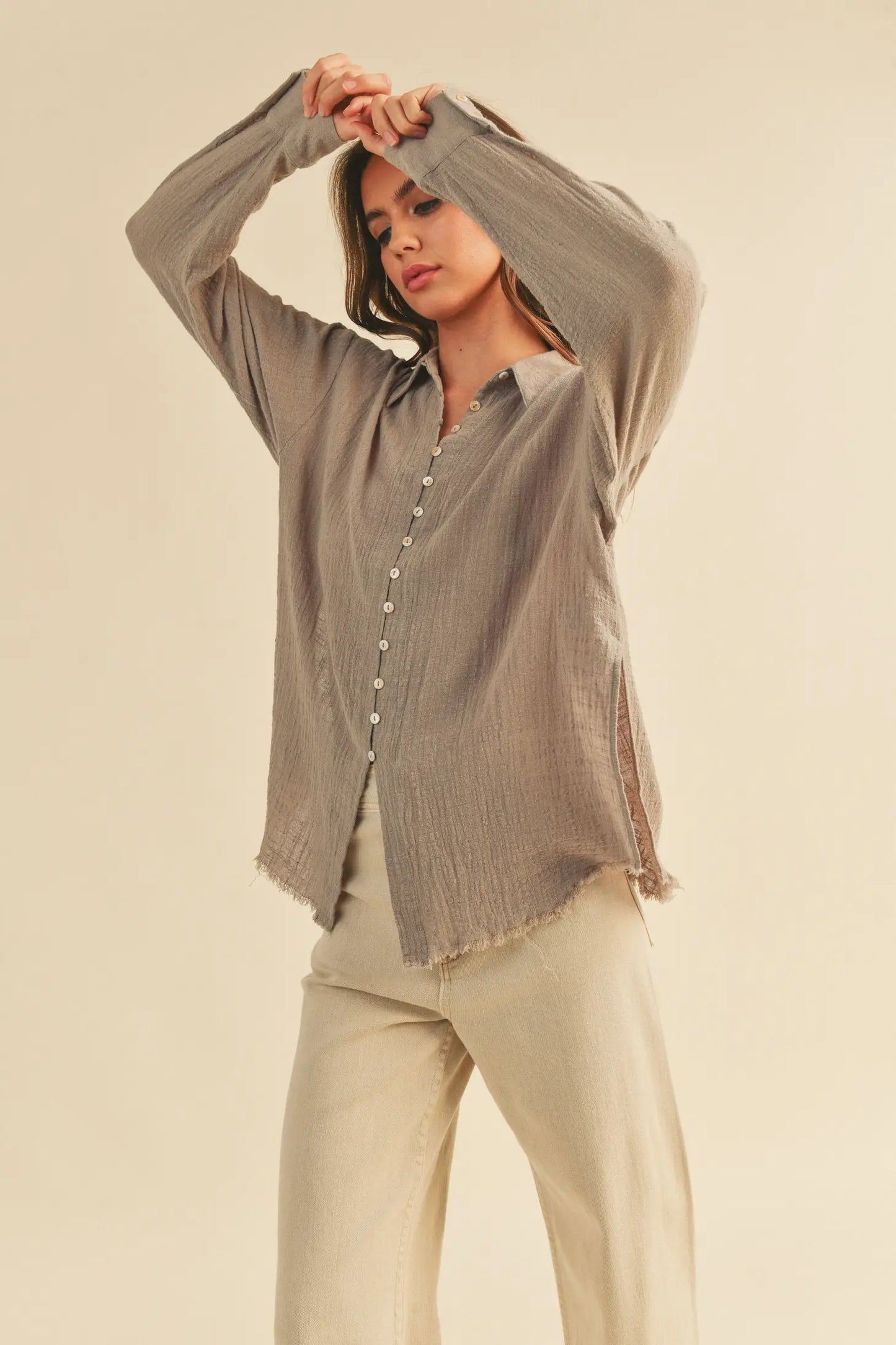 Gauze Button Down Shirt