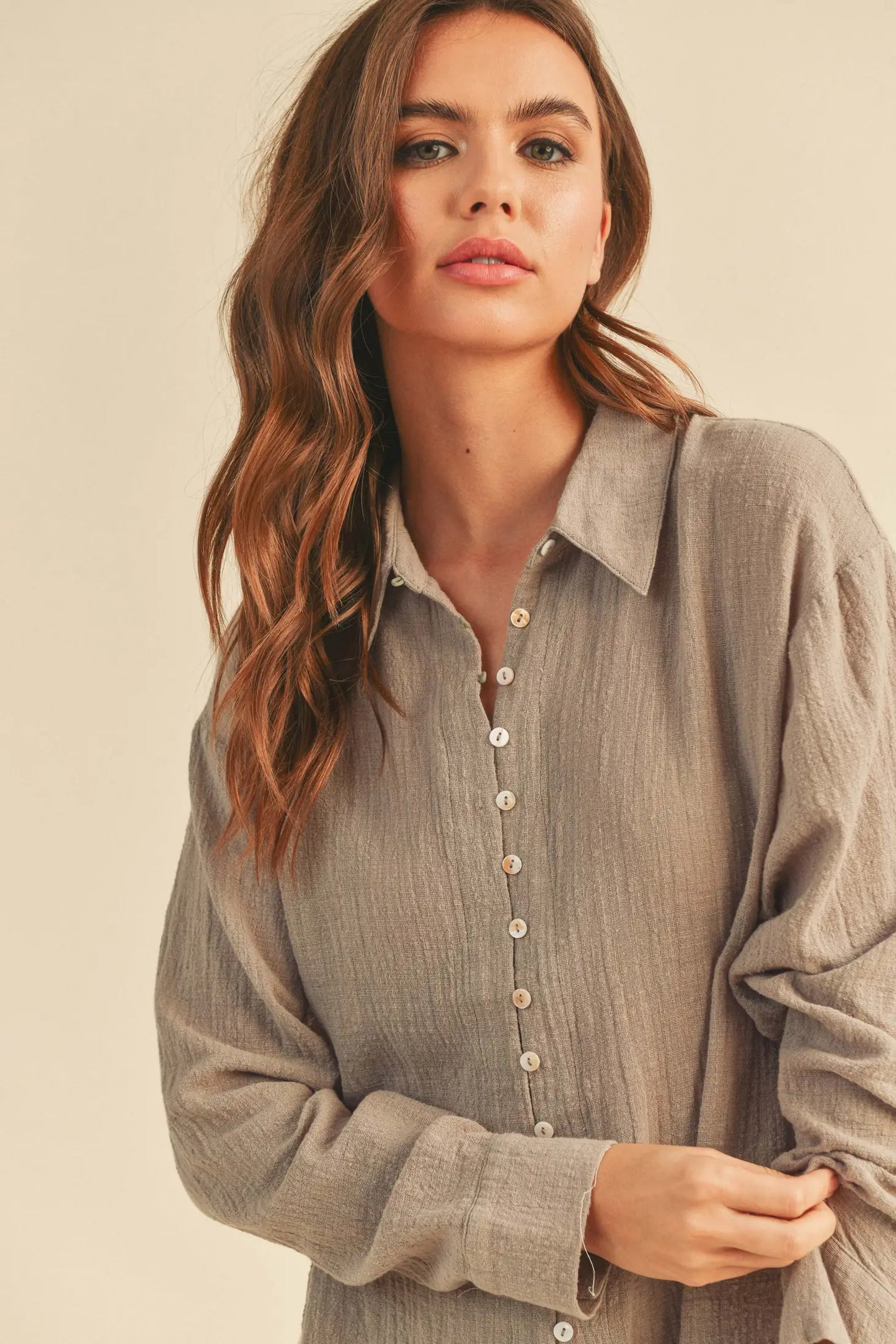 Gauze Button Down Shirt