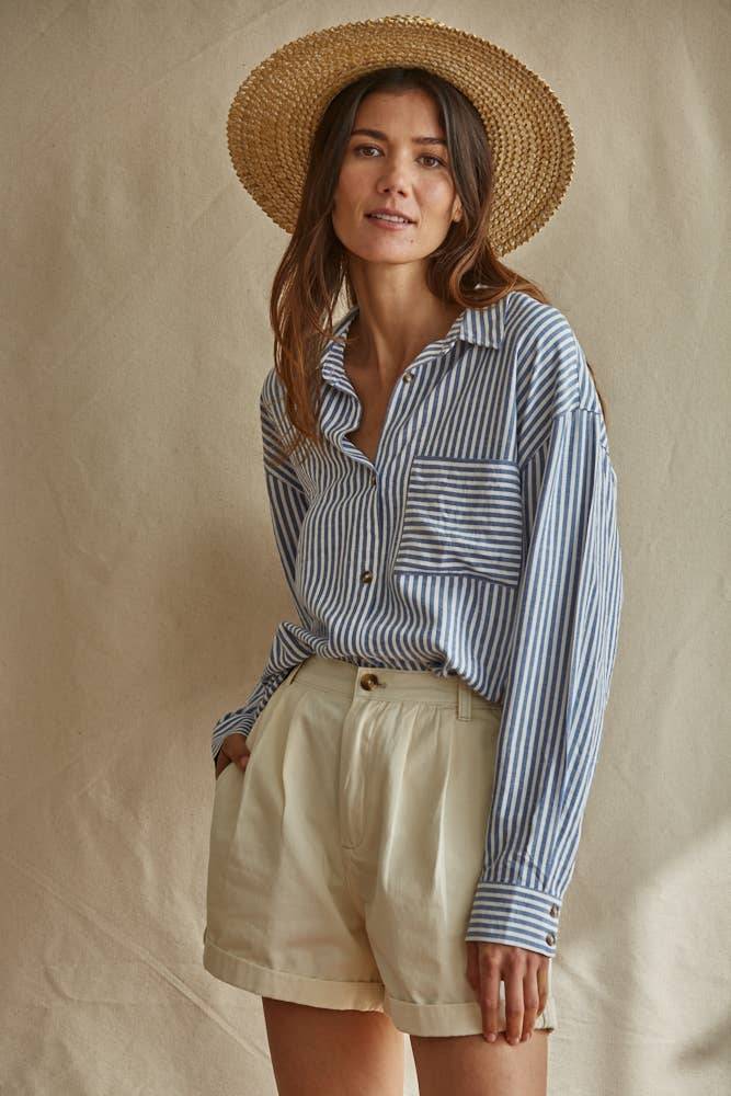 Striped Cotton Button Down